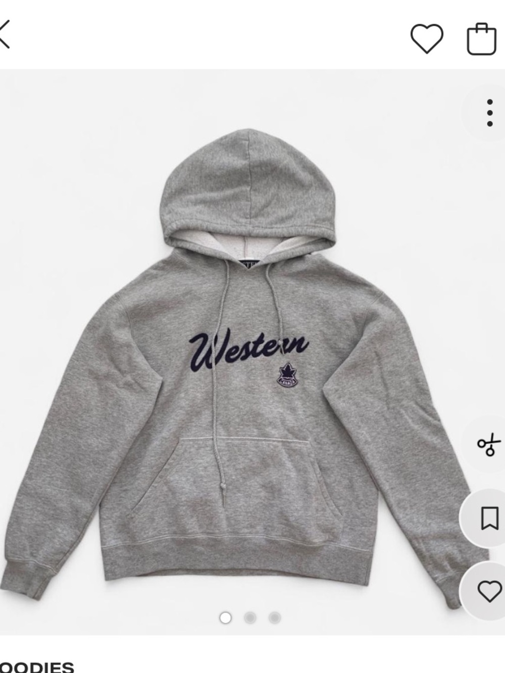 Grey 'Western' Script Embroidered Hoodie